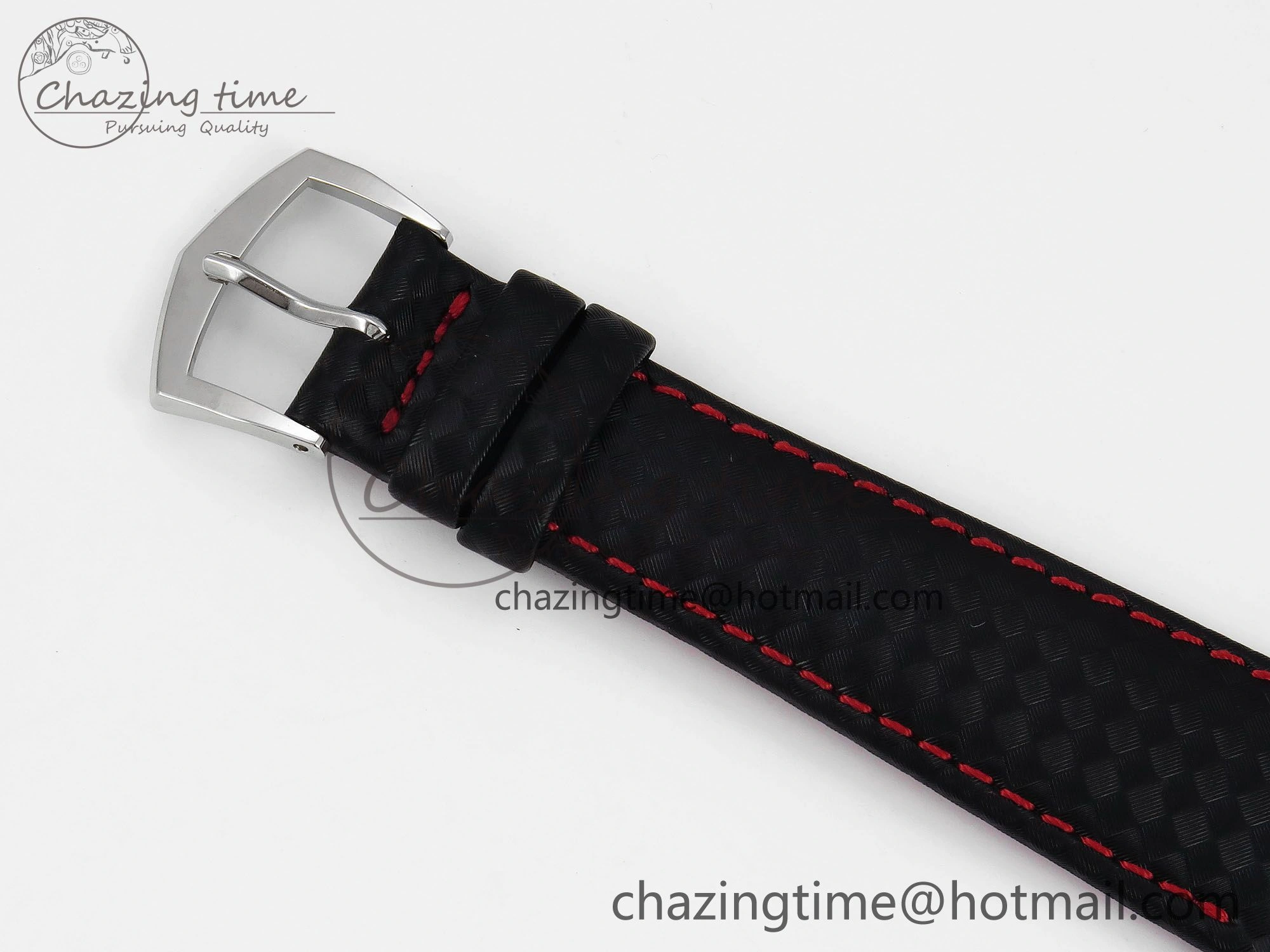 Calatrava 6007G SS PPF 1:1 Best Edition Black Red Dial on Black Leather Strap 330CS