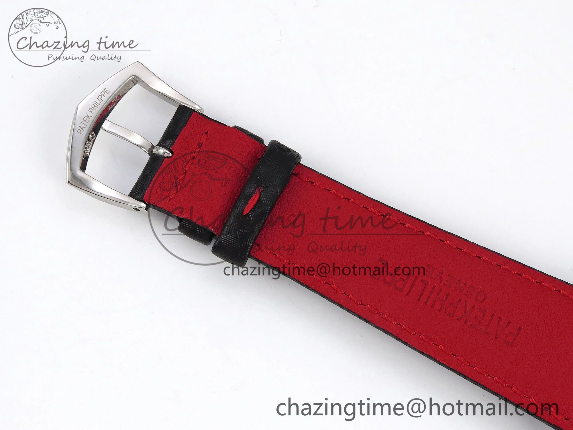 Calatrava 6007G SS PPF 1:1 Best Edition Black Red Dial on Black Leather Strap 330CS