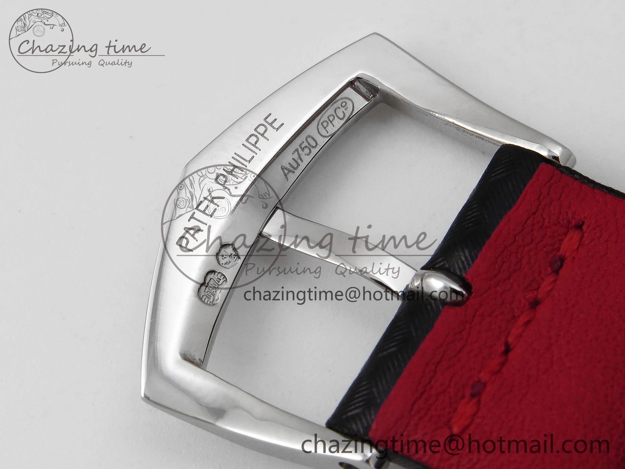 Calatrava 6007G SS PPF 1:1 Best Edition Black Red Dial on Black Leather Strap 330CS
