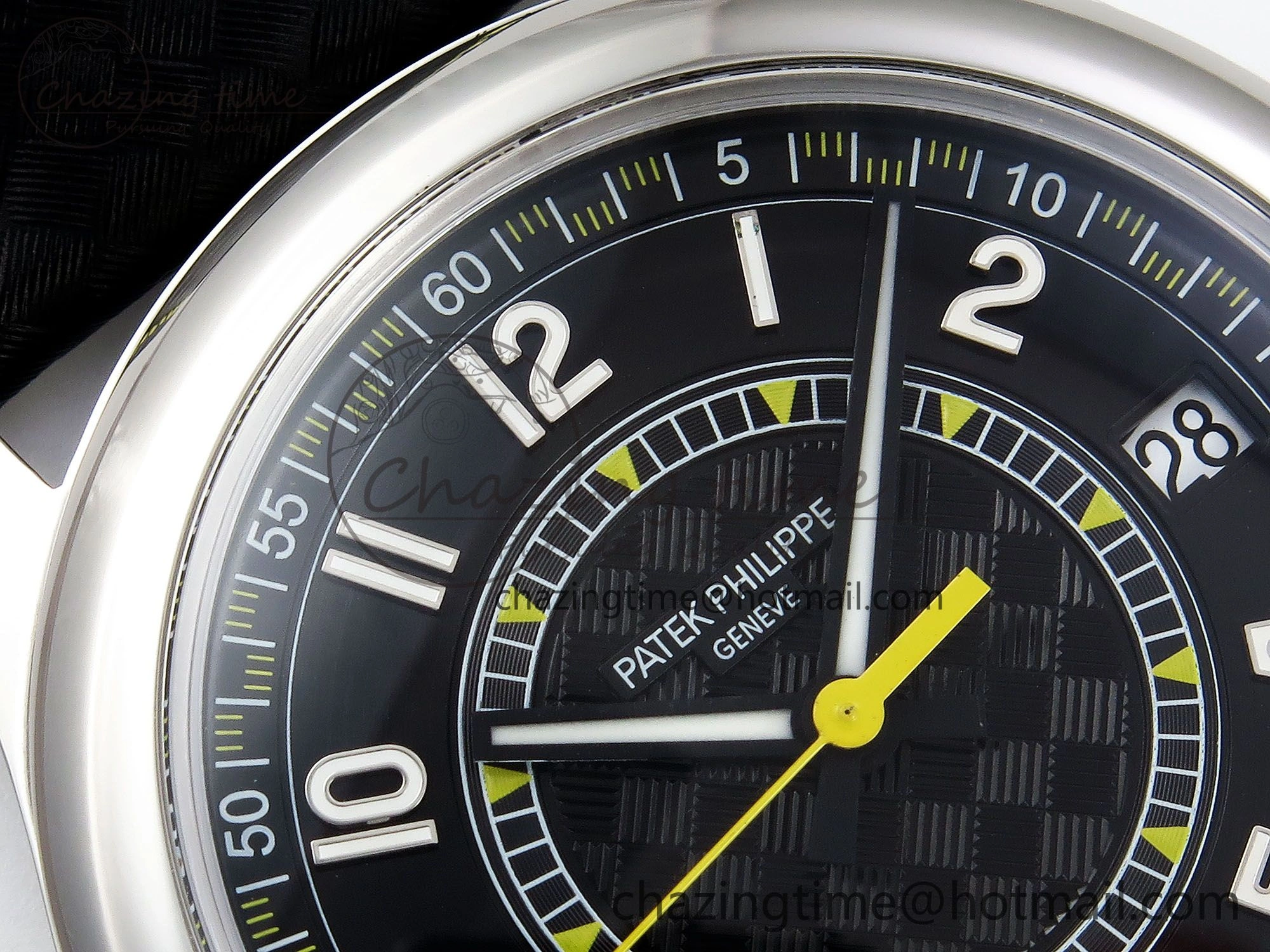 Calatrava 6007G SS PPF 1:1 Best Edition Black Yellow Dial on Black Leather Strap 330CS