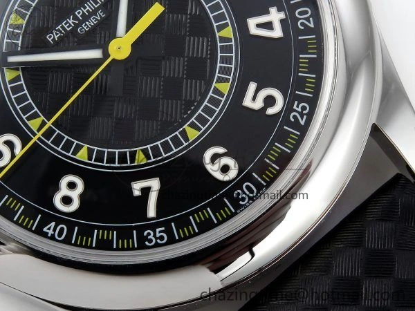 Calatrava 6007G SS PPF 1:1 Best Edition Black Yellow Dial on Black Leather Strap 330CS