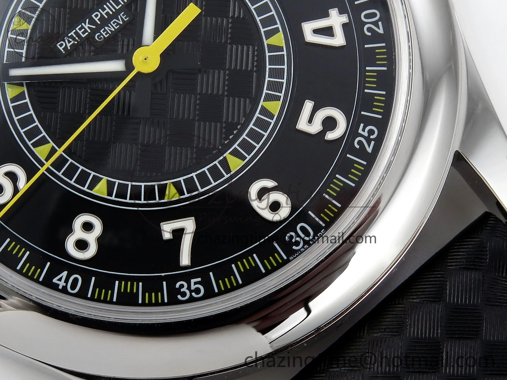 Calatrava 6007G SS PPF 1:1 Best Edition Black Yellow Dial on Black Leather Strap 330CS