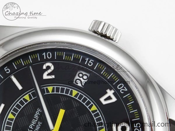 Calatrava 6007G SS PPF 1:1 Best Edition Black Yellow Dial on Black Leather Strap 330CS