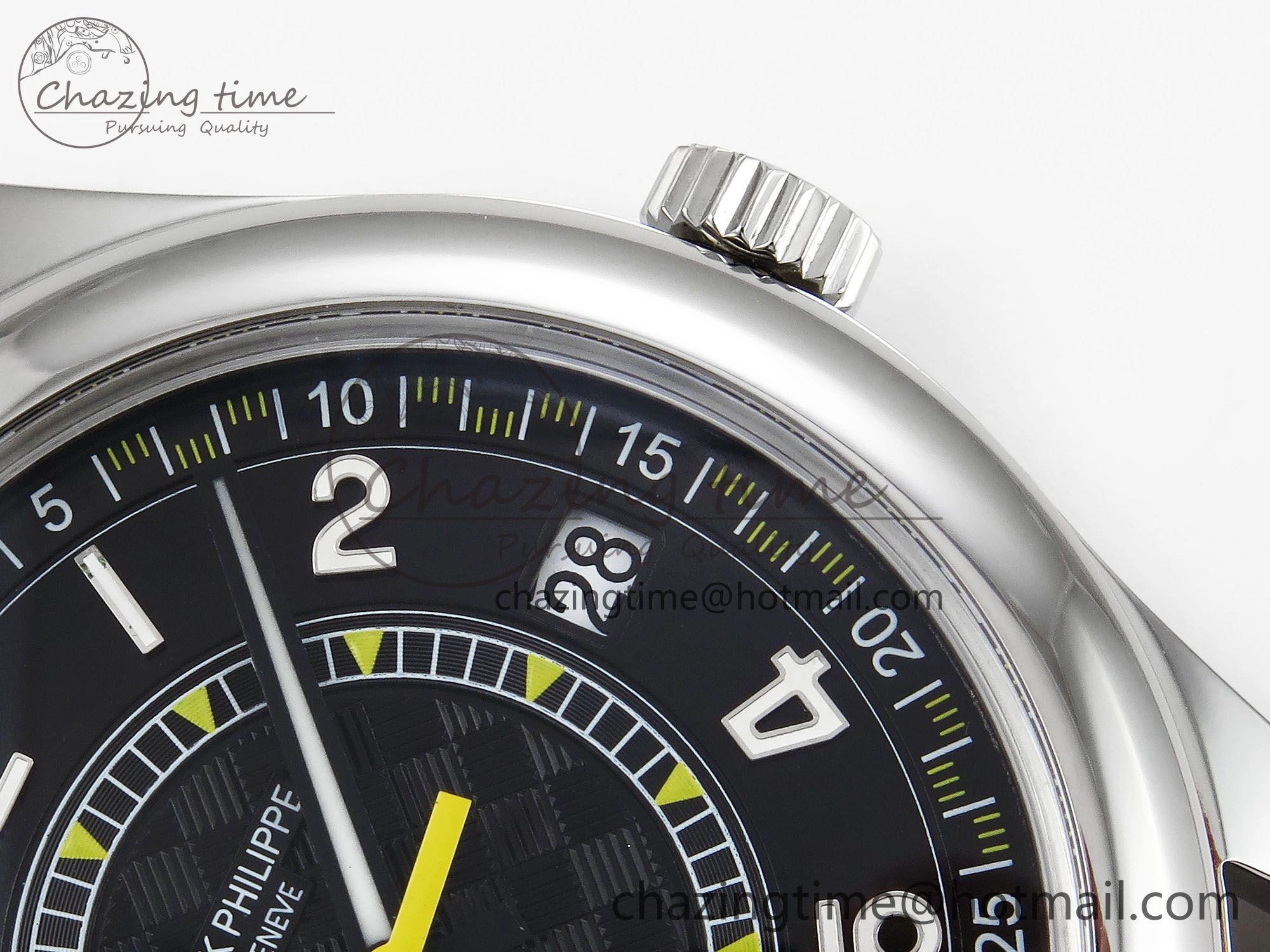 Calatrava 6007G SS PPF 1:1 Best Edition Black Yellow Dial on Black Leather Strap 330CS