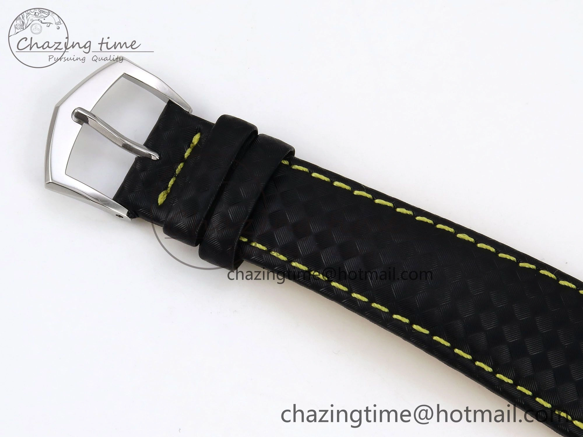Calatrava 6007G SS PPF 1:1 Best Edition Black Yellow Dial on Black Leather Strap 330CS