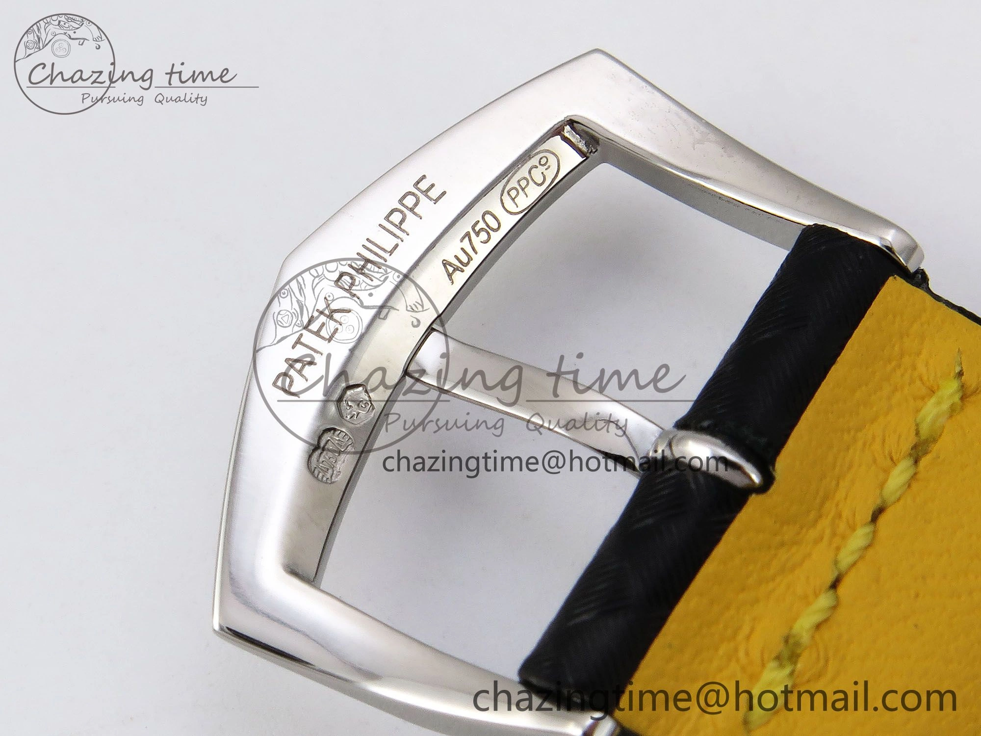 Calatrava 6007G SS PPF 1:1 Best Edition Black Yellow Dial on Black Leather Strap 330CS