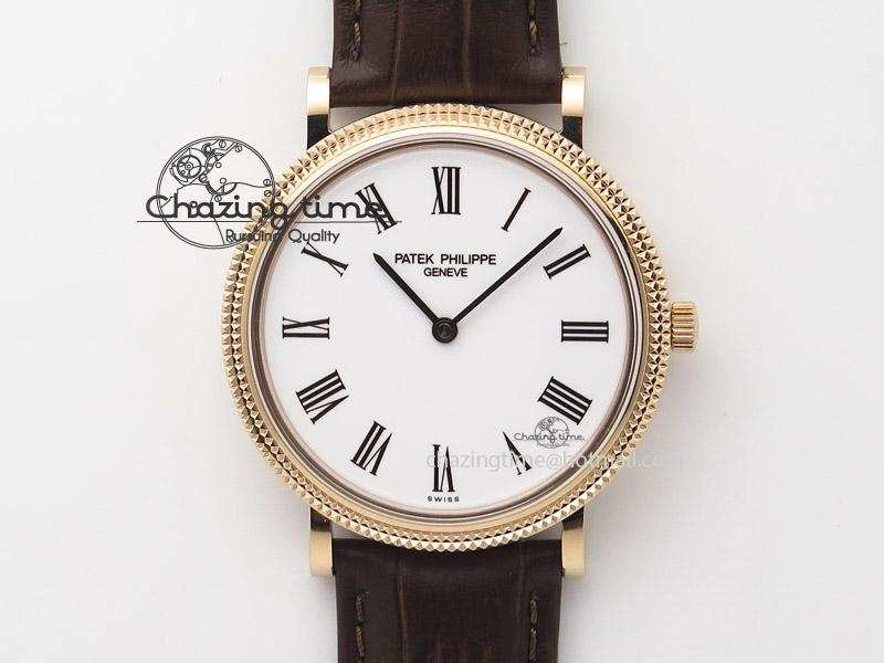 Calatrava Automatic RG SF Best Edition White Dial On Brown Leather Strap A240(Micro-Rotor)