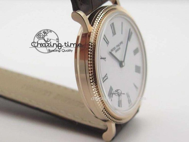 Calatrava Automatic RG SF Best Edition White Dial On Brown Leather Strap A240(Micro-Rotor)