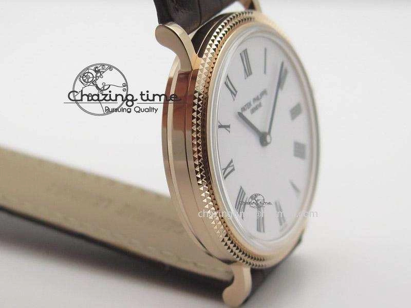 Calatrava Automatic RG SF Best Edition White Dial On Brown Leather Strap A240(Micro-Rotor)