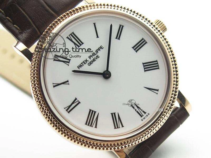 Calatrava Automatic RG SF Best Edition White Dial On Brown Leather Strap A240(Micro-Rotor)