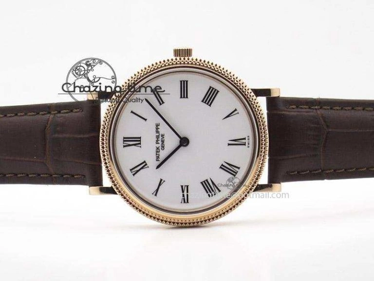 Calatrava Automatic RG SF Best Edition White Dial On Brown Leather Strap A240(Micro-Rotor)