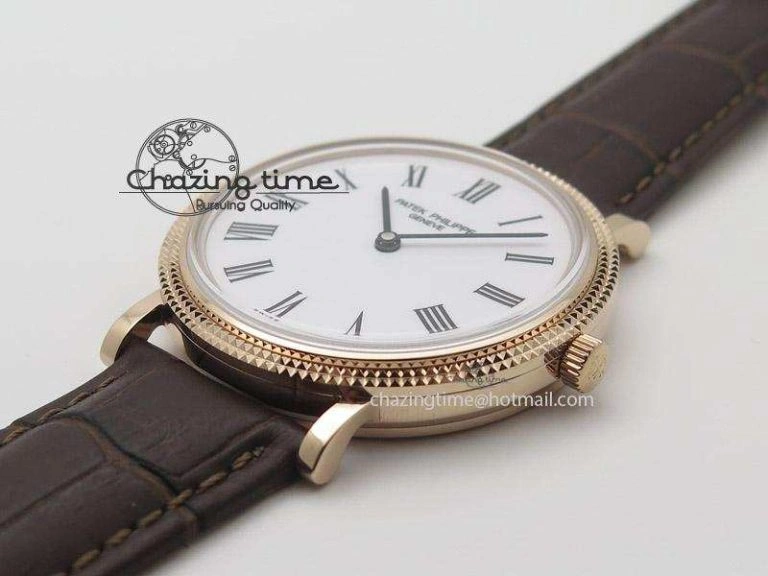 Calatrava Automatic RG SF Best Edition White Dial On Brown Leather Strap A240(Micro-Rotor)