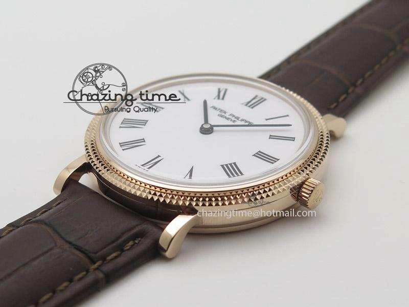 Calatrava Automatic RG SF Best Edition White Dial On Brown Leather Strap A240(Micro-Rotor)