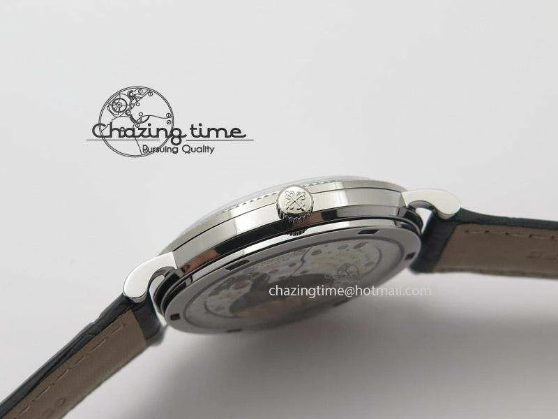 Calatrava Automatic SS SF Best Edition White Dial on Black Leather Strap A240(Micro-Rotor)