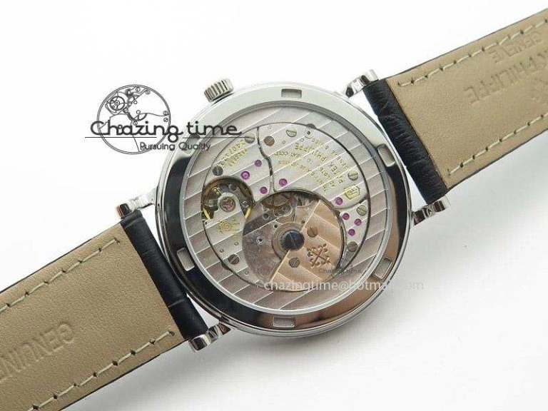 Calatrava Automatic SS SF Best Edition White Dial on Black Leather Strap A240(Micro-Rotor)