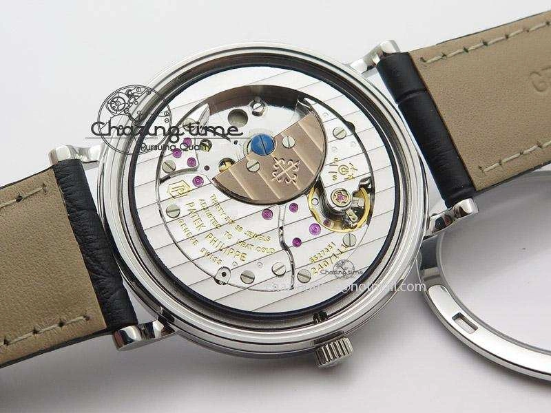 Calatrava Automatic SS SF Best Edition White Dial on Black Leather Strap A240(Micro-Rotor)