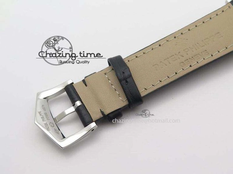 Calatrava Automatic SS SF Best Edition White Dial on Black Leather Strap A240(Micro-Rotor)