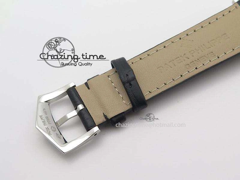 Calatrava Automatic SS SF Best Edition White Dial on Black Leather Strap A240(Micro-Rotor)