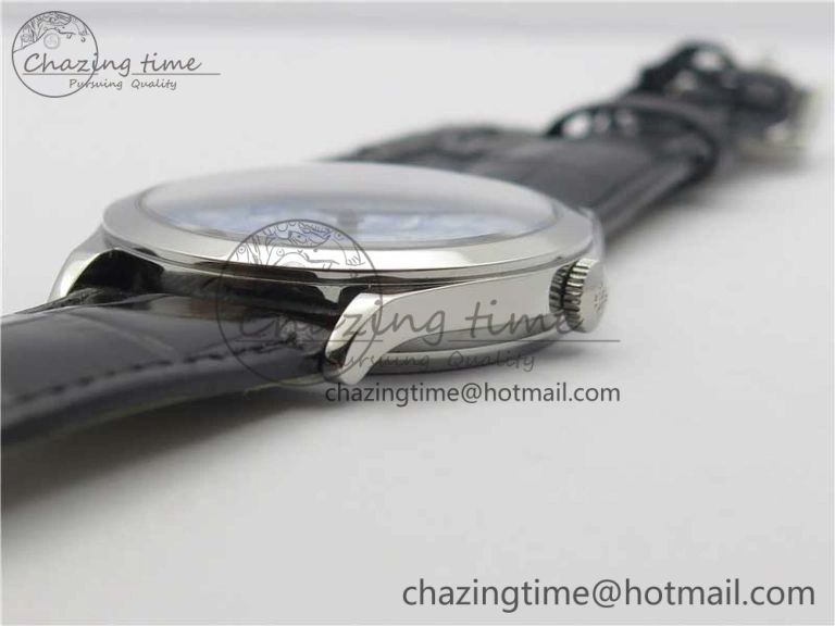 Calatrava Azulejos SS 5089G-61 FL Enamel Dial on Black Leather Strap