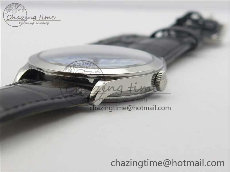Calatrava Azulejos SS 5089G-61 FL Enamel Dial on Black Leather Strap