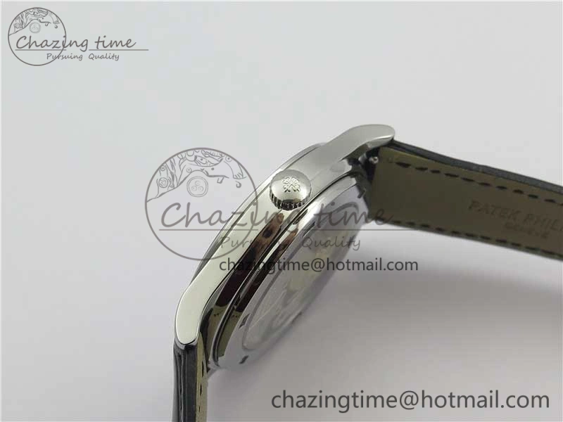 Calatrava Azulejos SS 5089G-61 FL Enamel Dial on Black Leather Strap