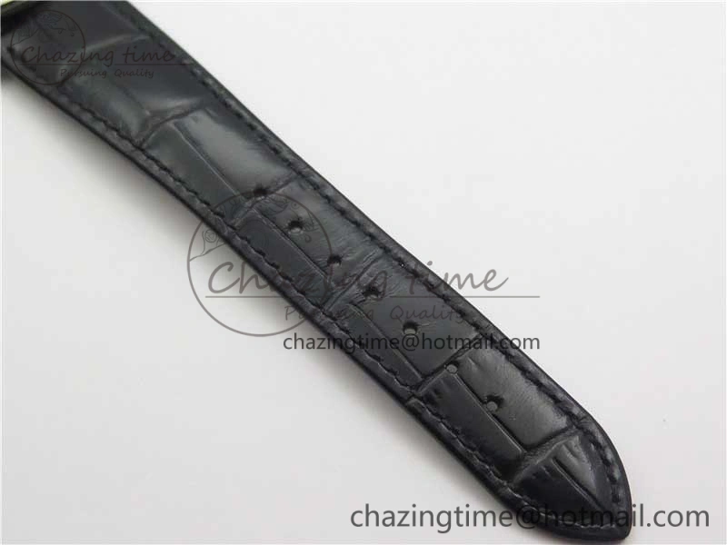 Calatrava Azulejos SS 5089G-61 FL Enamel Dial on Black Leather Strap