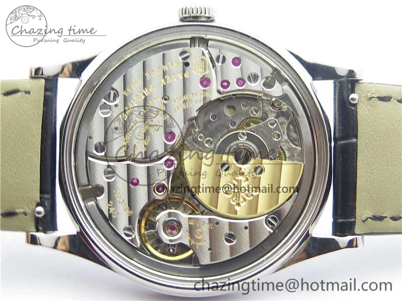 Calatrava Azulejos SS 5089G-61 FL Enamel Dial on Black Leather Strap