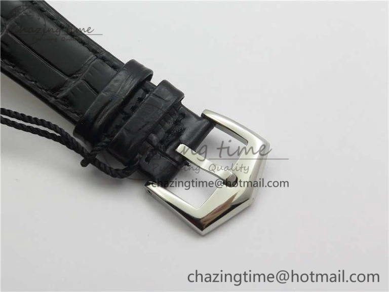 Calatrava Azulejos SS 5089G-61 FL Enamel Dial on Black Leather Strap