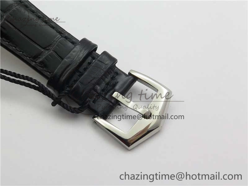 Calatrava Azulejos SS 5089G-61 FL Enamel Dial on Black Leather Strap