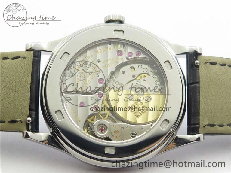 Calatrava Azulejos SS 5089G-61 FL Enamel Dial on Black Leather Strap