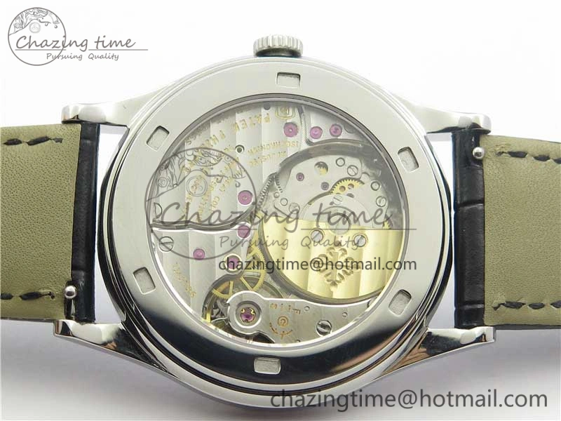 Calatrava Azulejos SS 5089G-61 FL Enamel Dial on Black Leather Strap