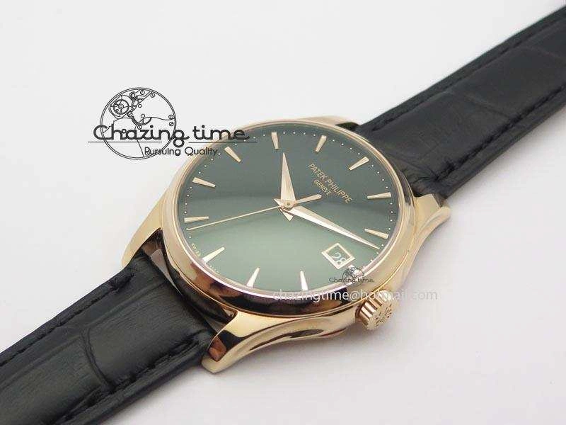 Calatrava Officer RG Bp Maker Best Edition Black Dial On Black Leather Strap MIYOTA 9015