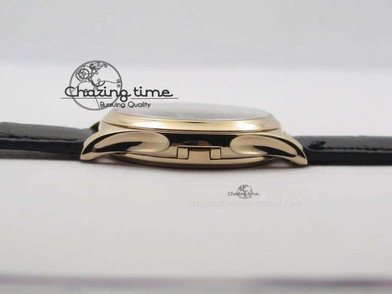 Calatrava Officer RG Bp Maker Best Edition Black Dial On Black Leather Strap MIYOTA 9015