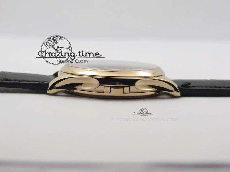 Calatrava Officer RG Bp Maker Best Edition Black Dial On Black Leather Strap MIYOTA 9015