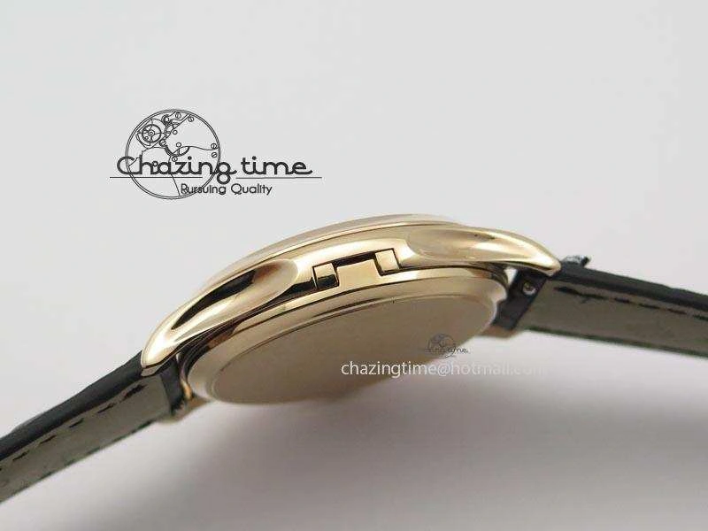 Calatrava Officer RG Bp Maker Best Edition Black Dial On Black Leather Strap MIYOTA 9015