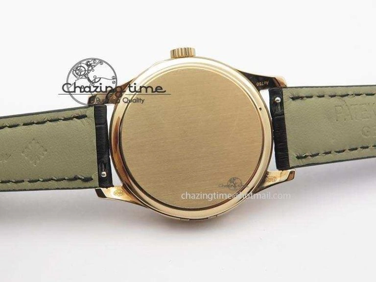 Calatrava Officer RG Bp Maker Best Edition Black Dial On Black Leather Strap MIYOTA 9015