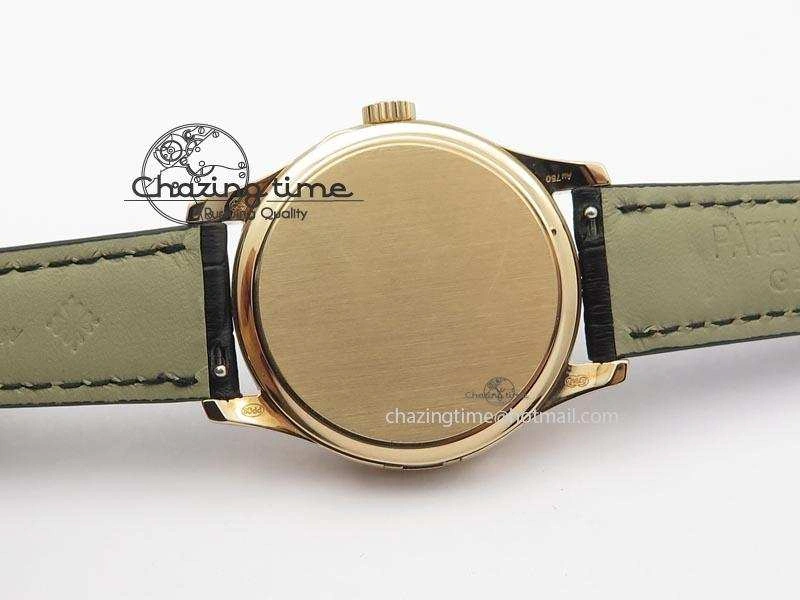 Calatrava Officer RG Bp Maker Best Edition Black Dial On Black Leather Strap MIYOTA 9015