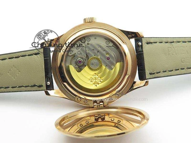 Calatrava Officer RG Bp Maker Best Edition Black Dial On Black Leather Strap MIYOTA 9015