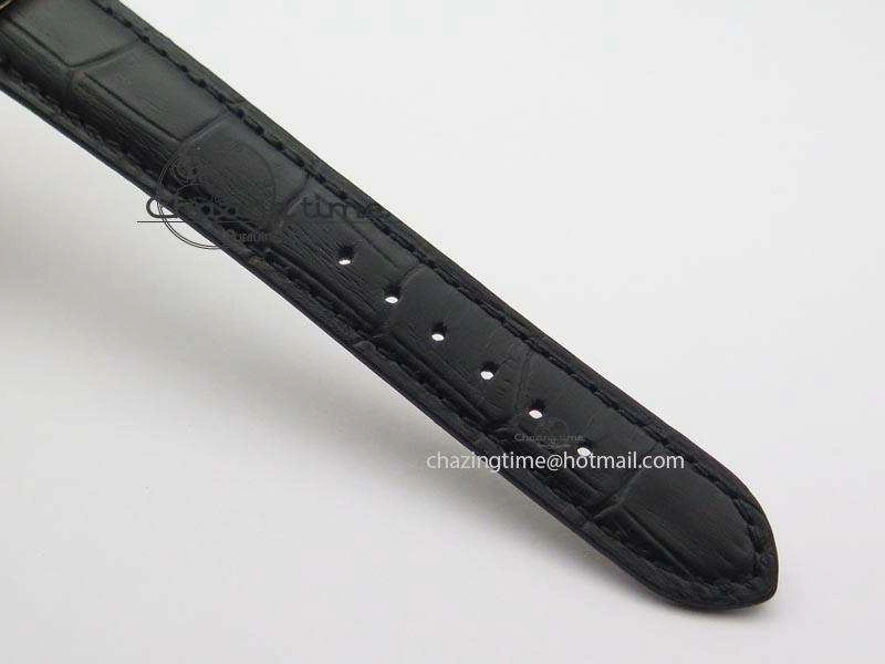 Calatrava Officer RG Bp Maker Best Edition Black Dial On Black Leather Strap MIYOTA 9015