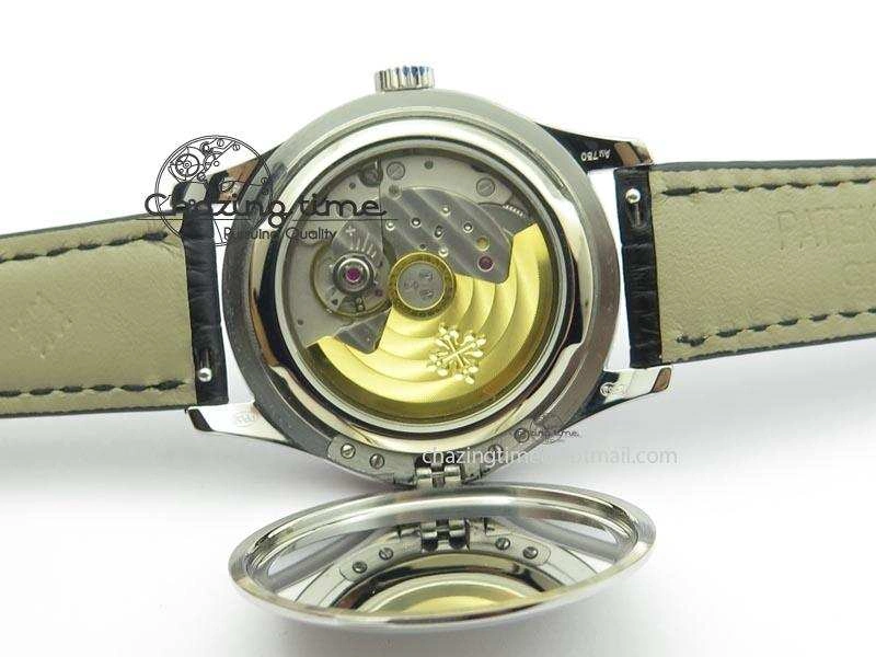 Calatrava Officer SS Bp Maker Best Edition Black Dial On Black Leather Strap MIYOTA 9015