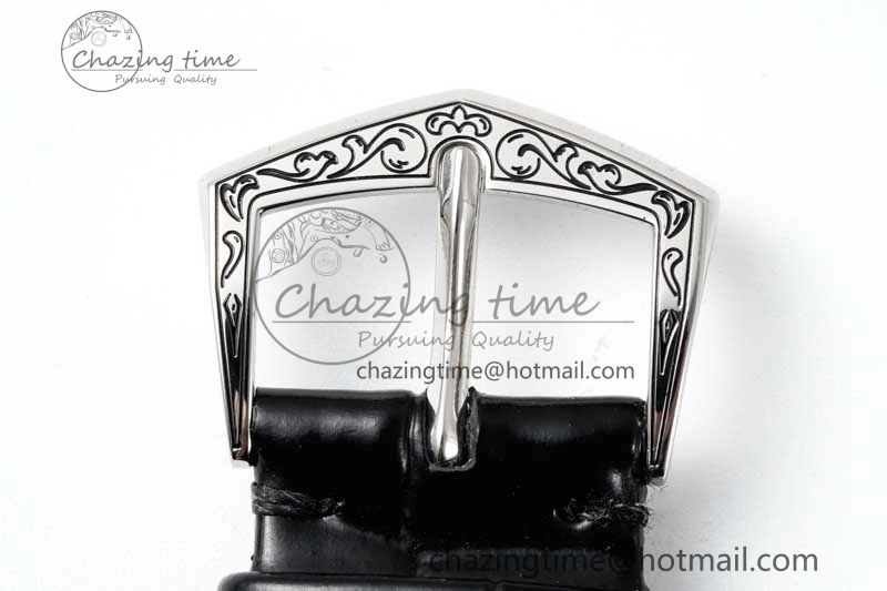 Calatrava SS FLF Best Edition Black Silver Dial Style 1 on Black Leather Strap A240 (Micro Rotor)