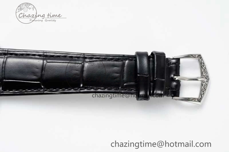 Calatrava SS FLF Best Edition Black Silver Dial Style 1 on Black Leather Strap A240 (Micro Rotor)