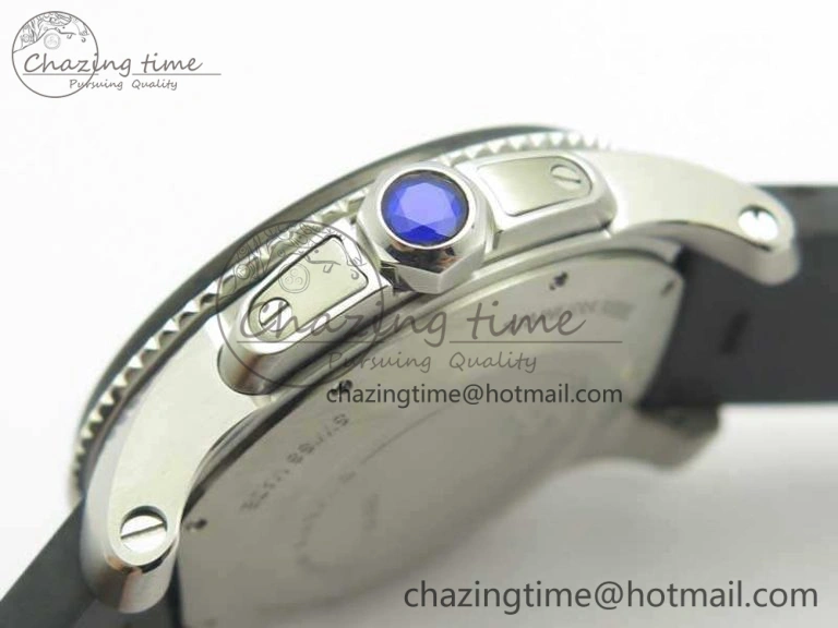 Calibre De Cartier Diver Black JF 1:1 Best Edition On Black Rubber Strap A23J