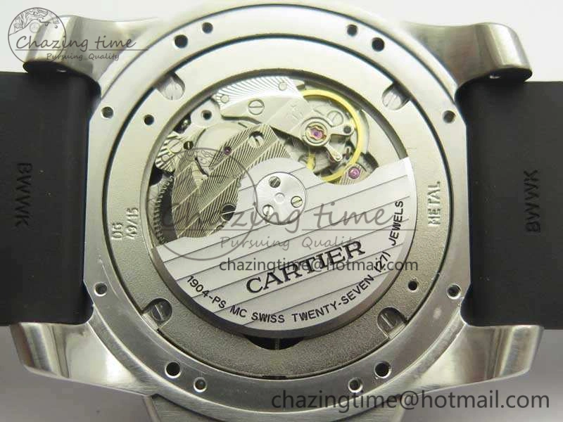 Calibre De Cartier Diver Black JF 1:1 Best Edition On Black Rubber Strap A23J