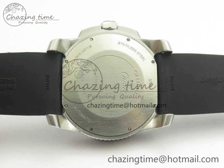 Calibre De Cartier Diver Black JF 1:1 Best Edition On Black Rubber Strap A23J