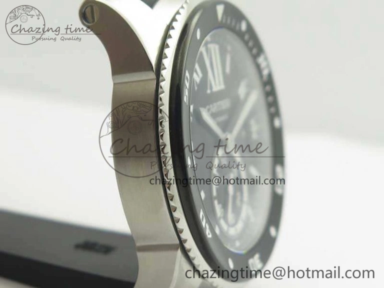 Calibre De Cartier Diver Black JF 1:1 Best Edition On Black Rubber Strap A23J