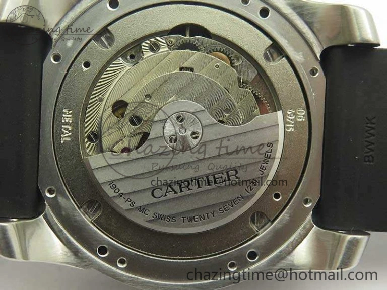 Calibre De Cartier Diver Black JF 1:1 Best Edition On Black Rubber Strap A23J