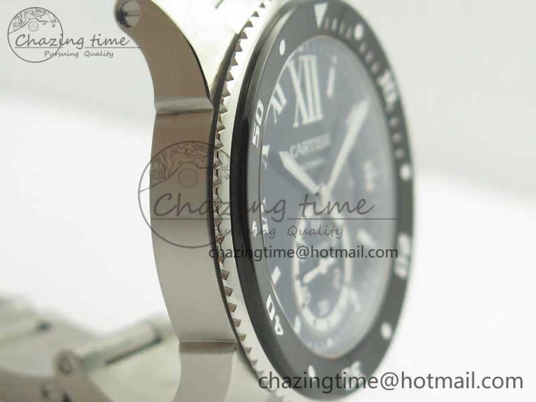 Calibre De Cartier Diver Black JF 1:1 Best Edition On SS Bracelet A23J