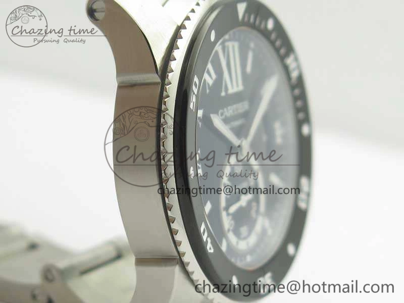 Calibre De Cartier Diver Black JF 1:1 Best Edition On SS Bracelet A23J