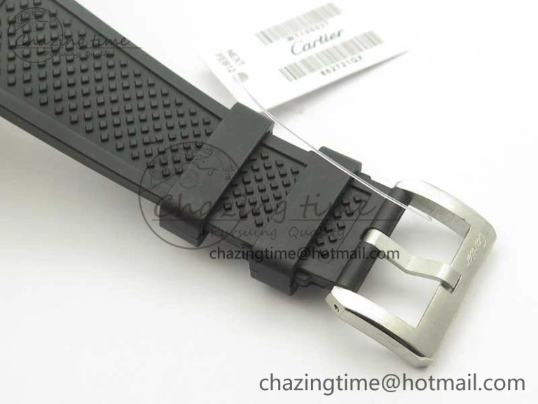 Calibre De Cartier Diver Black JF 1:1 Best Edition White Dial On Black Rubber Strap A23J